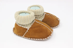 Cozy Toez Honey Brown Leather-knit collar