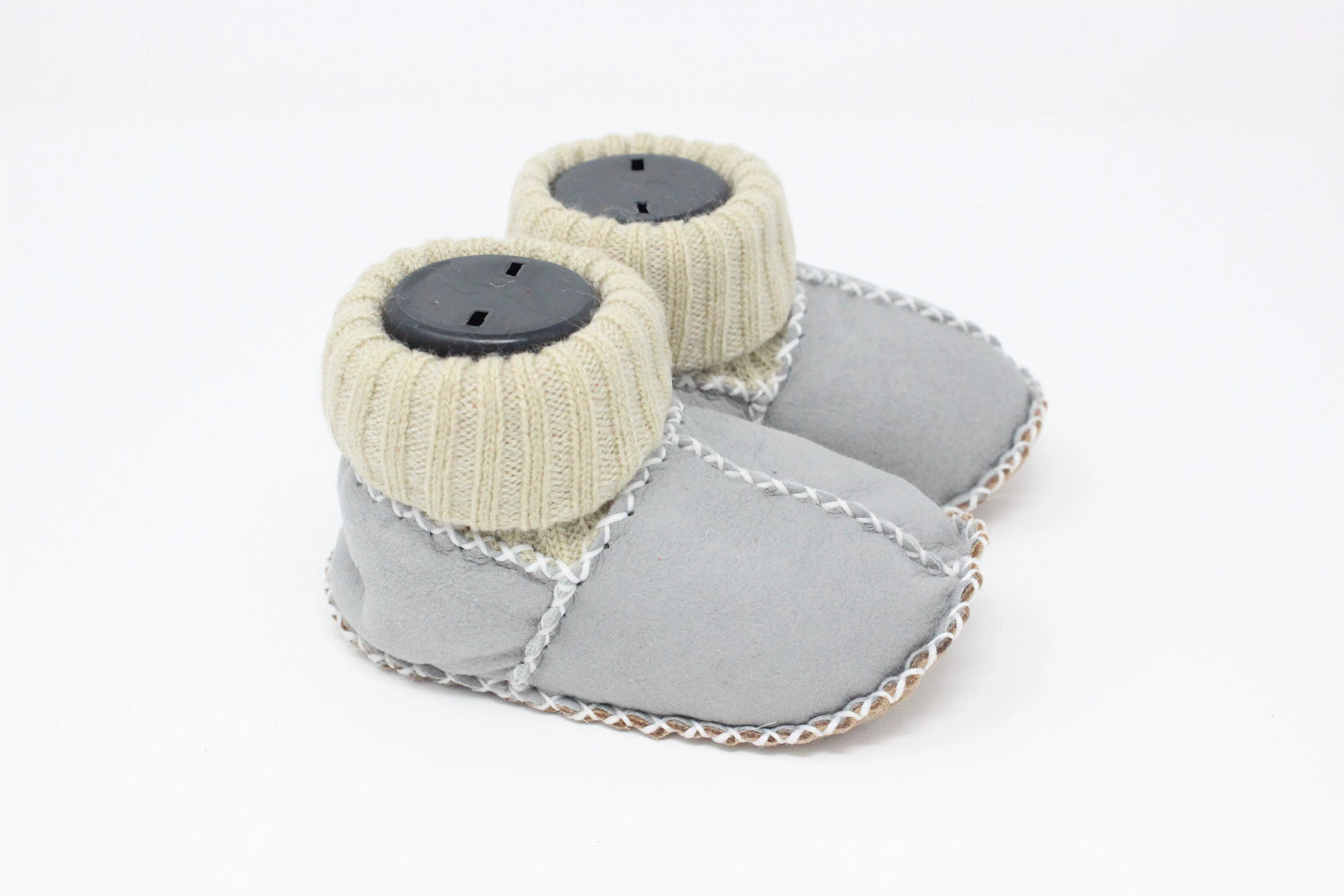 Cozy Toez Smoke Gray Leather-knit collar