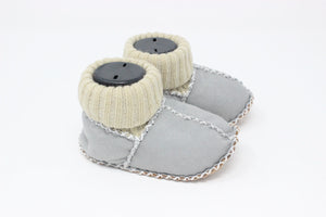 Cozy Toez Smoke Gray Leather-knit collar