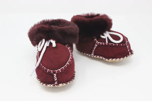 Cozy Toez Laced Maroon Leather w/ Fur Collar